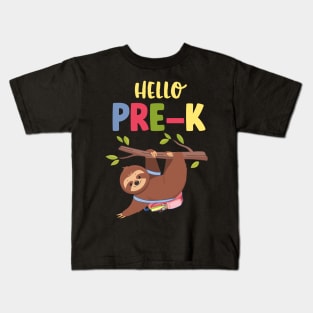 Funny Hello Pre-K Gift Back To School Sloth Shirt Kids T-Shirt